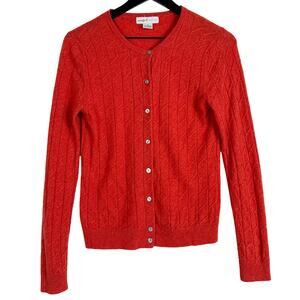 Wendy B. 100% Cashmere Cardigan Sweater Button Front Red Knit Womens - M